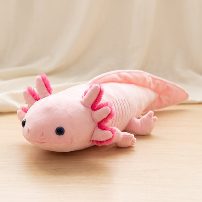 Realistic pink axolotl plush